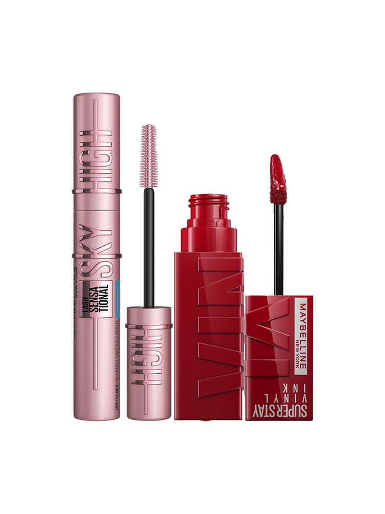 Maybelline New York Everyone's Favourite- Sky High Mascara & Superstay Vinyl Ink Liquid Lipstick