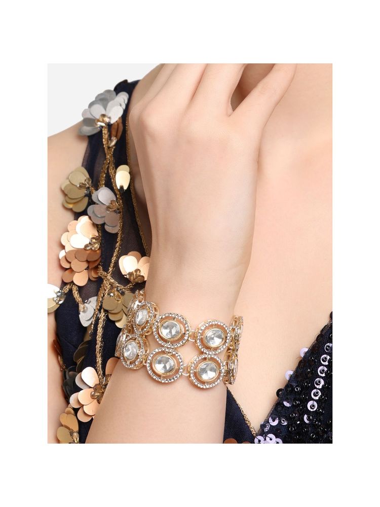 Zaveri Pearls Gold Tone Double Layered Austrian Diamonds Stones Bracelet -ZPFK16929-picture-23