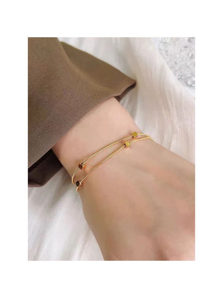Designs & You Gold Plated Stainless Steel Anti-Tarnish Geometric Bracelet-picture-19