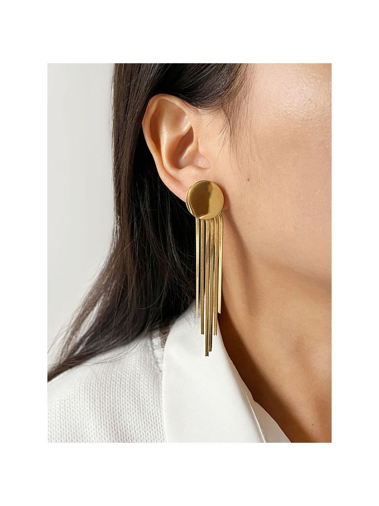 Designs & You Gold Plated Stainless Steel Anti Tarnish Tassel Earrings-picture-27