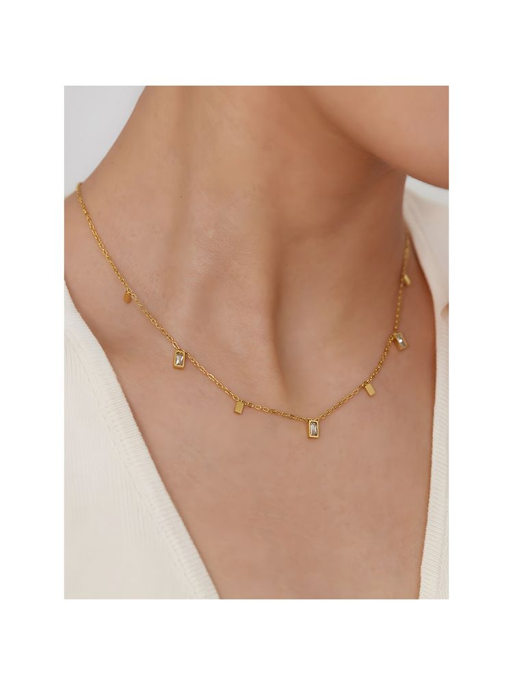 Designs & You Gold Plated Stainless Steel Anti Tarnish Stone Necklace-picture-22