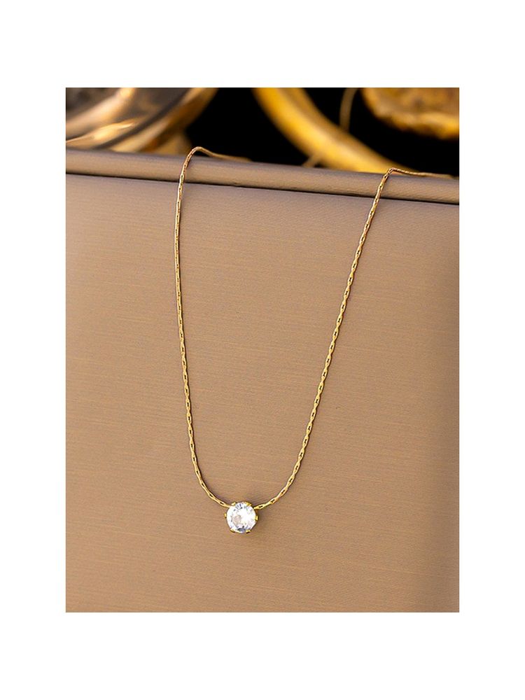 Designs & You Gold Plated Stainless Steel Anti Tarnish Stone Studded Pendant Necklace-picture-25