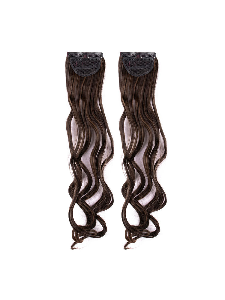 Stasia Street Clip-In 20 Inch Curly Mix-Brown Side Patches - Pack Of 2