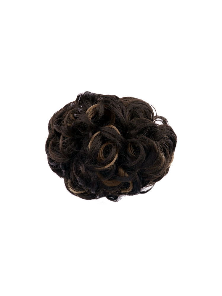Stasia Street Dark Brown Messy Bun With Golden Highlights