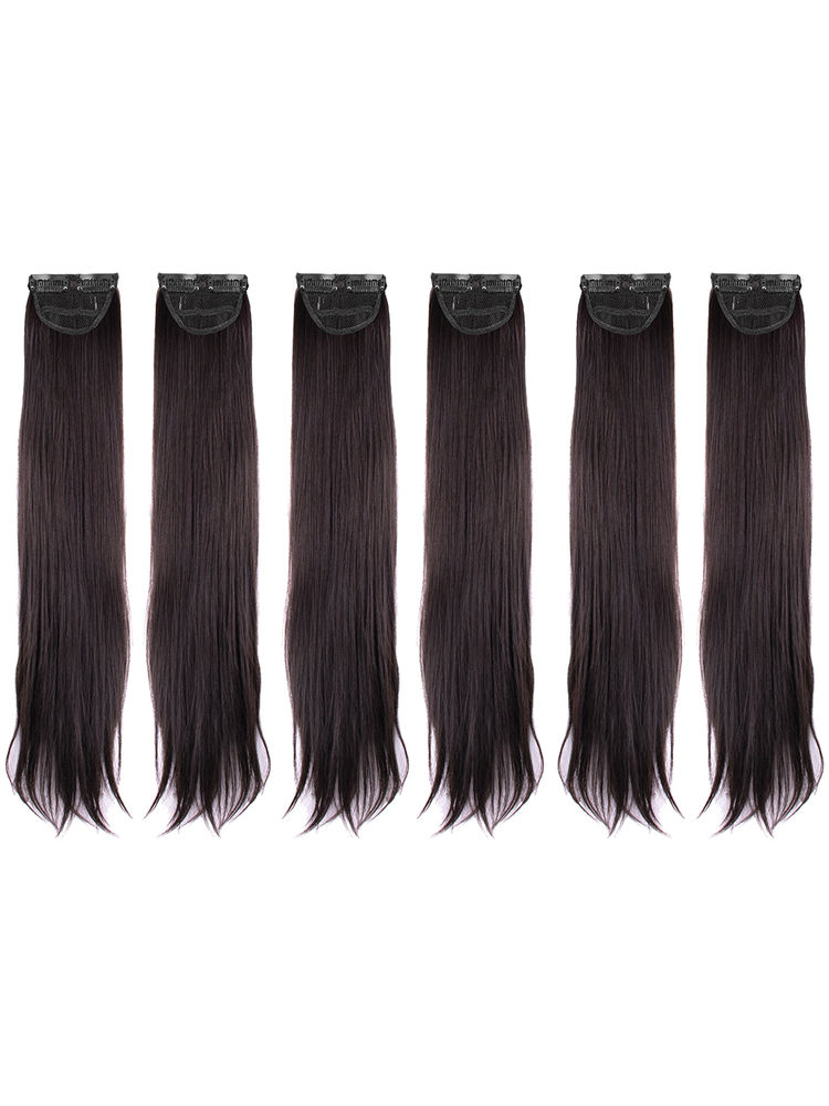 Stasia Street Clip-In 24 Inch Straight Dark Brown Side Patches - Pack Of 6