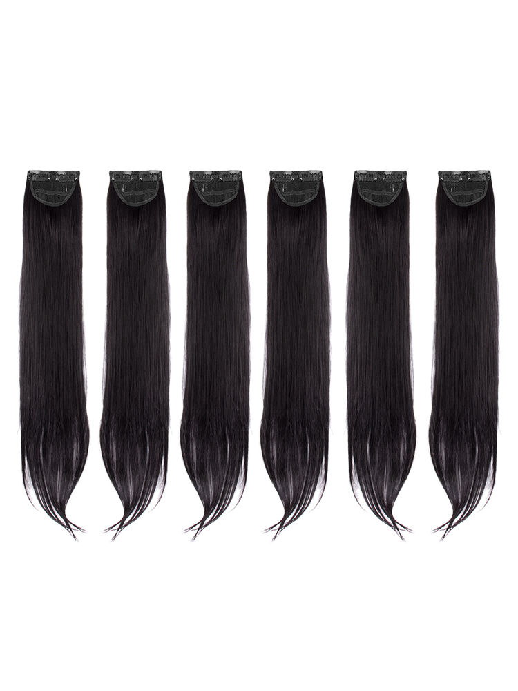 Stasia Street Clip-In 24 Inch Straight Natural Black Side Patches - Pack Of 6