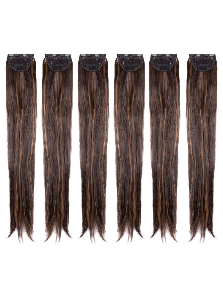 Stasia Street Clip-In 24 Inch Straight Mix-Brown Side Patches - Pack Of 6