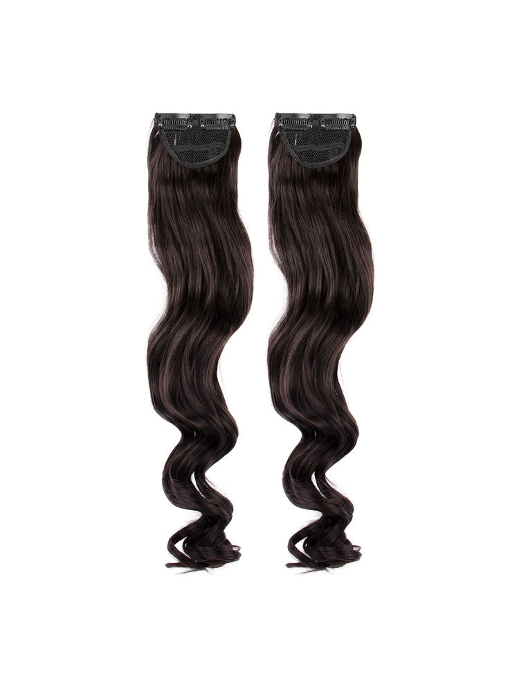 Stasia Street Clip-In 20 Inch Curly Dark Brown Side Patches - Pack Of 2