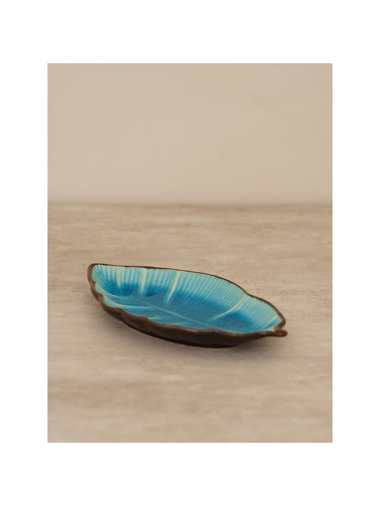 Pure Home + Living Blue Ombre Adler Ceramic Leaf Platter-image-17