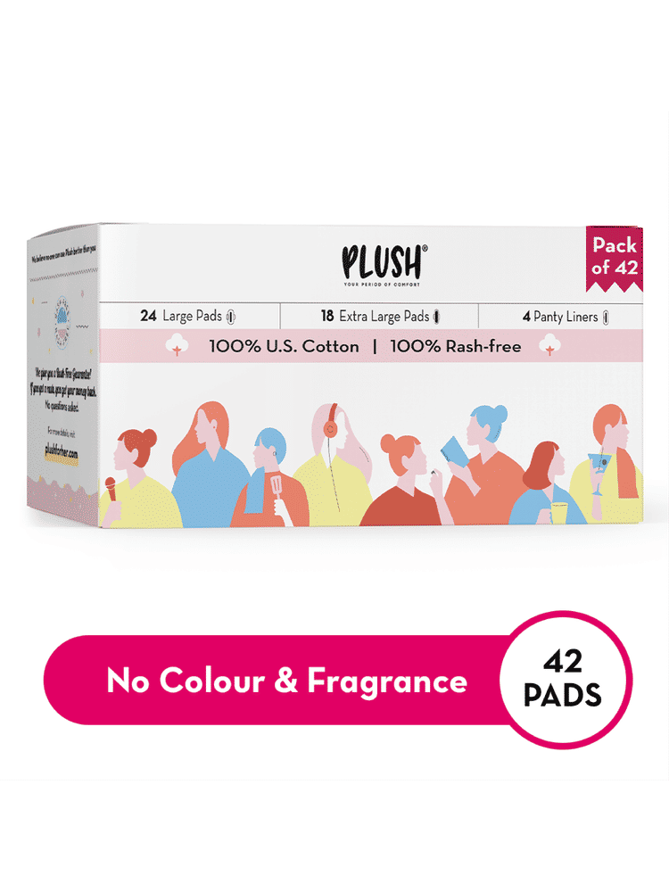 Plush Ultra-Thin Sanitary Pads for Women 42 Pcs (24L+ 18XL+ 4 Free Liners)| Super Saver Pack-image-21