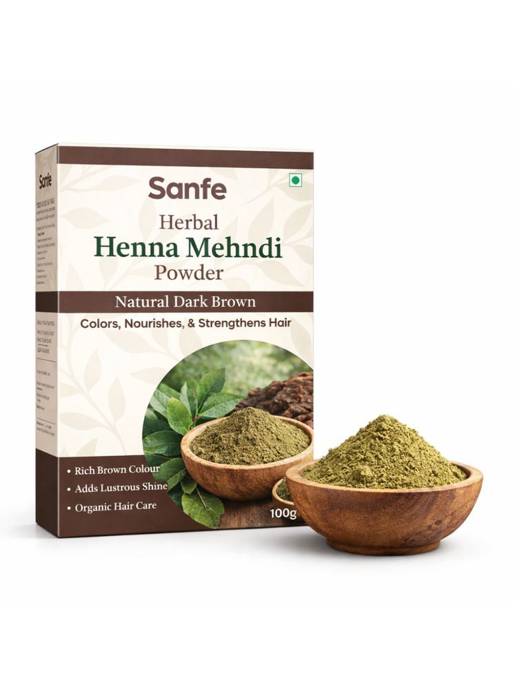Sanfe Herbal Henna Mehndi Powder For Natural Dark Brown Hair-image-46