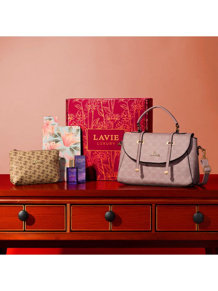 Lavie Scarlet Women Satchel Bag With Detachable Strap, Pouch, Diary & Perfume (L)-image-35