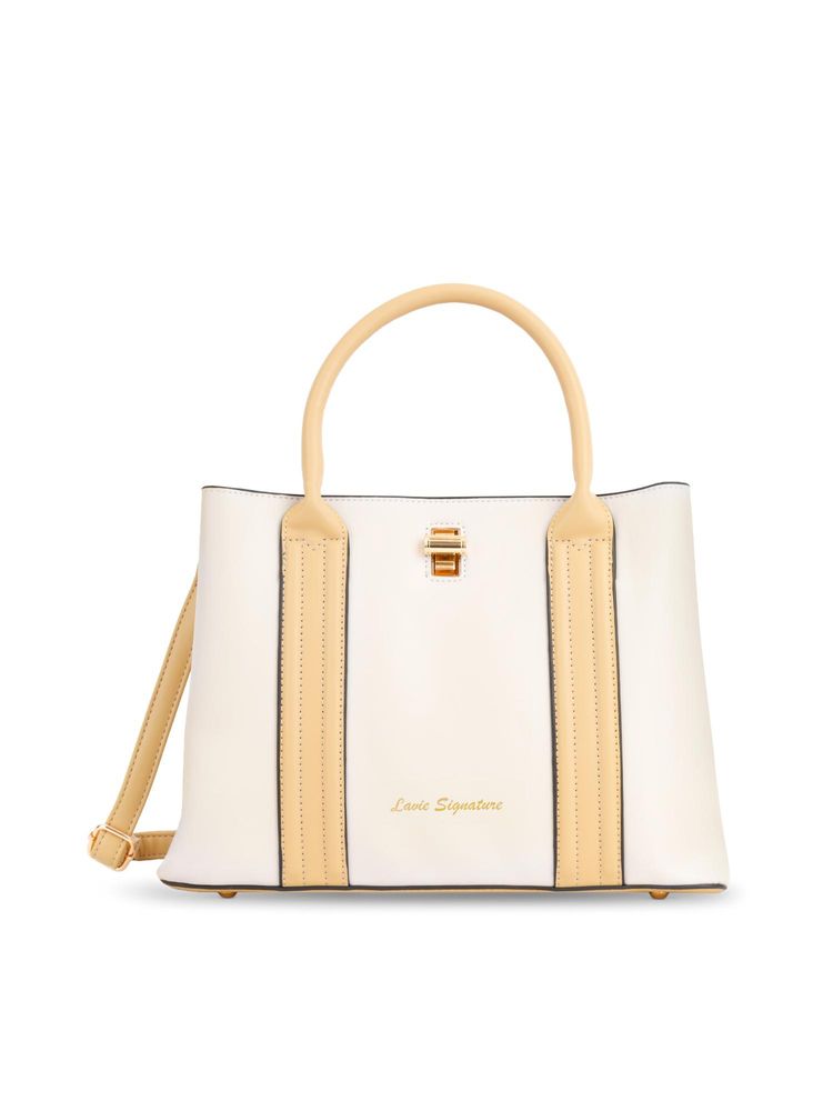 Lavie Signature Women's Juniper Satchel Bag With Detachable Strap - Beige (M)-picture-10