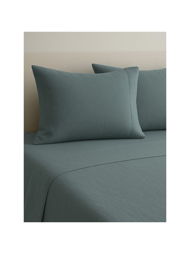 Haus & Kinder 100% Organic 300 Tc Cotton Percale King Flat Bedsheet, Deep Drift, Aegean-picture-25