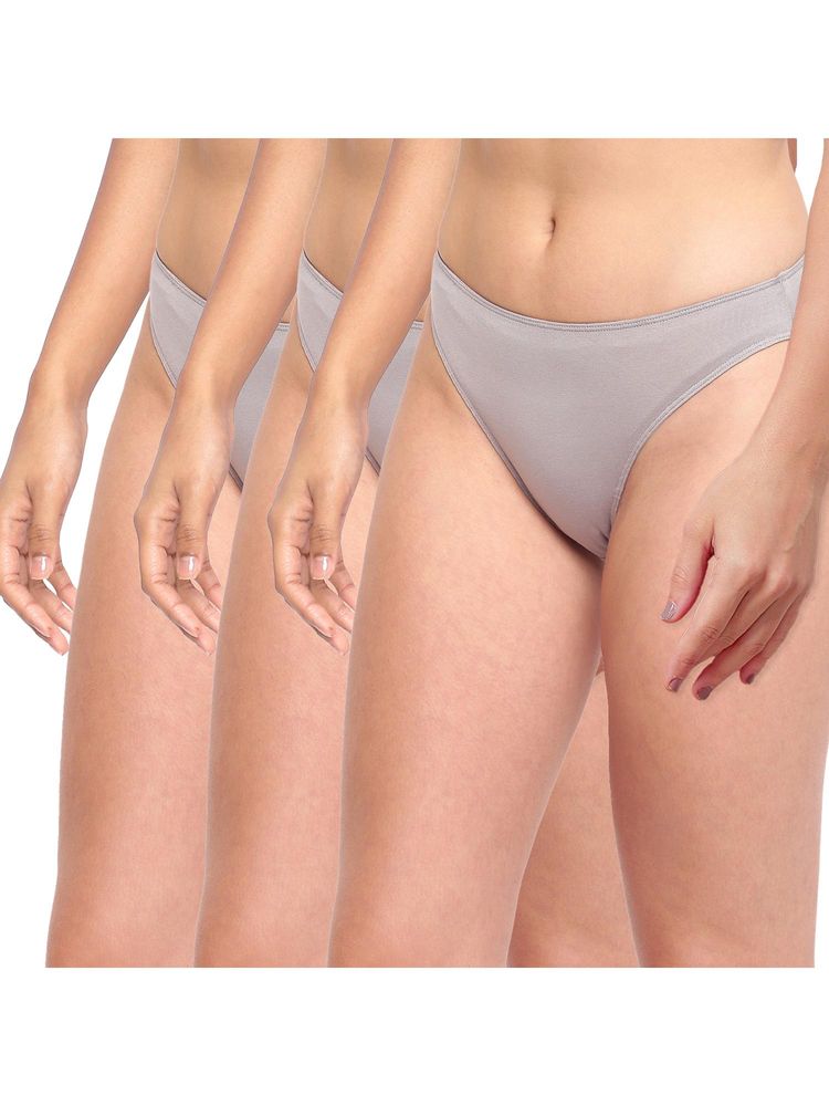 La Intimo Glamo Rise High Leg Brief - Grey (Pack of 3)-image-9