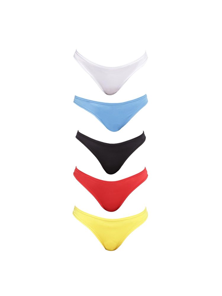 La Intimo Spiffy Semi Seamless Thongs - Multi-Color (Pack of 5)-image-24
