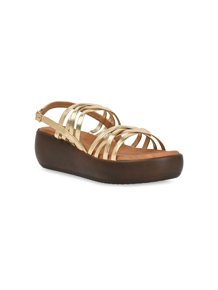 ROCIA By Regal Gold Women Strappy Wedges