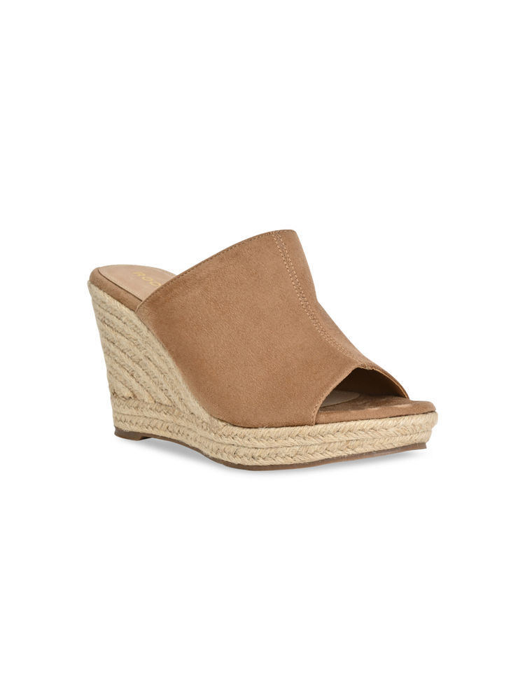 ROCIA By Regal Camel Brown Women High Heel Suede Wedges-image-3