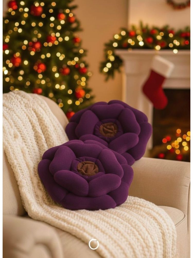 BAJO'S Purple Rose Decorative Cushions (Pack of 2)-image-12