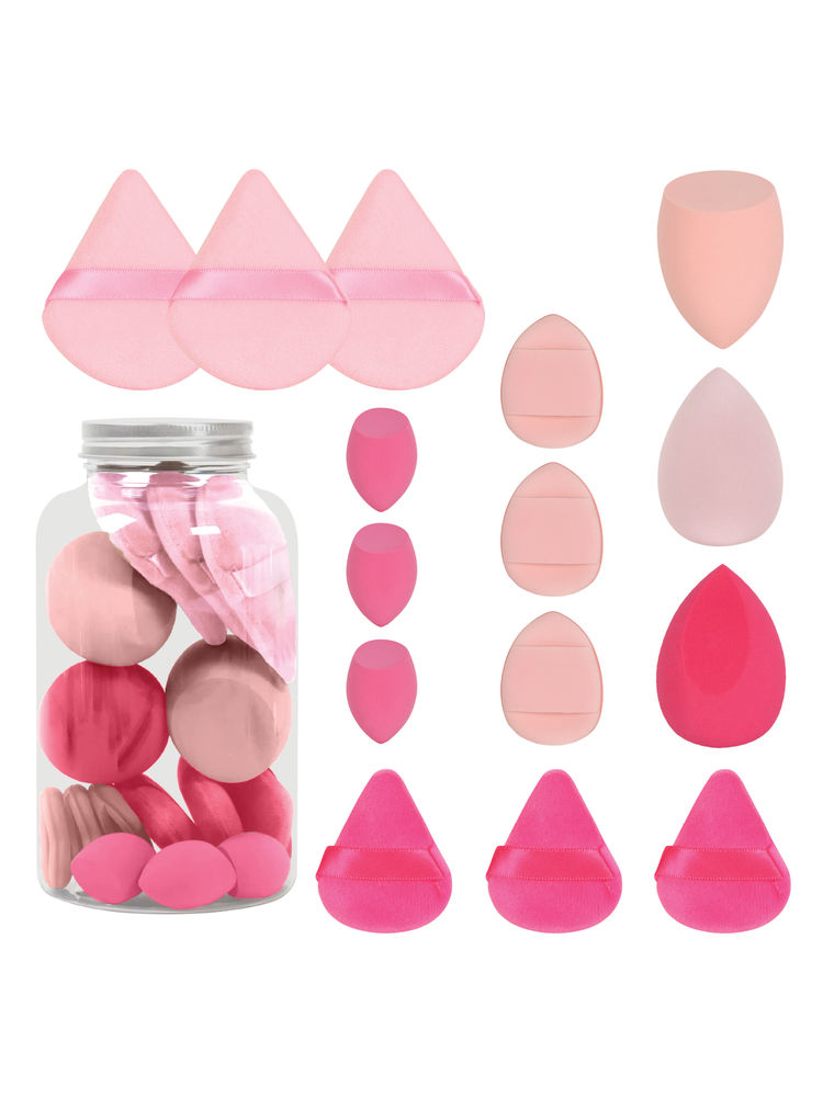 Feel Good Club Blender Buffet - Set Of 15 Makeup Blender Sponges & Pizza Powder Puffs In A Jar