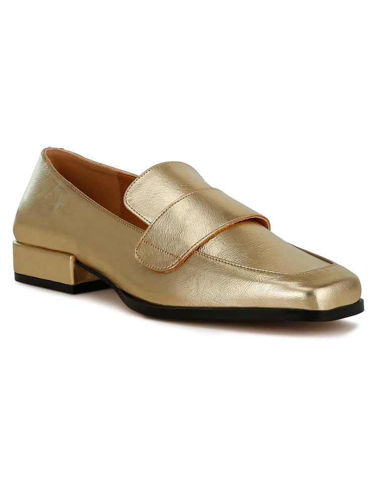Rag & Co Women Gold Penny Loafers-image-28