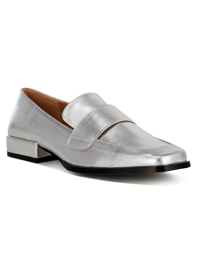 Rag & Co Women Silver Penny Loafers-image-11