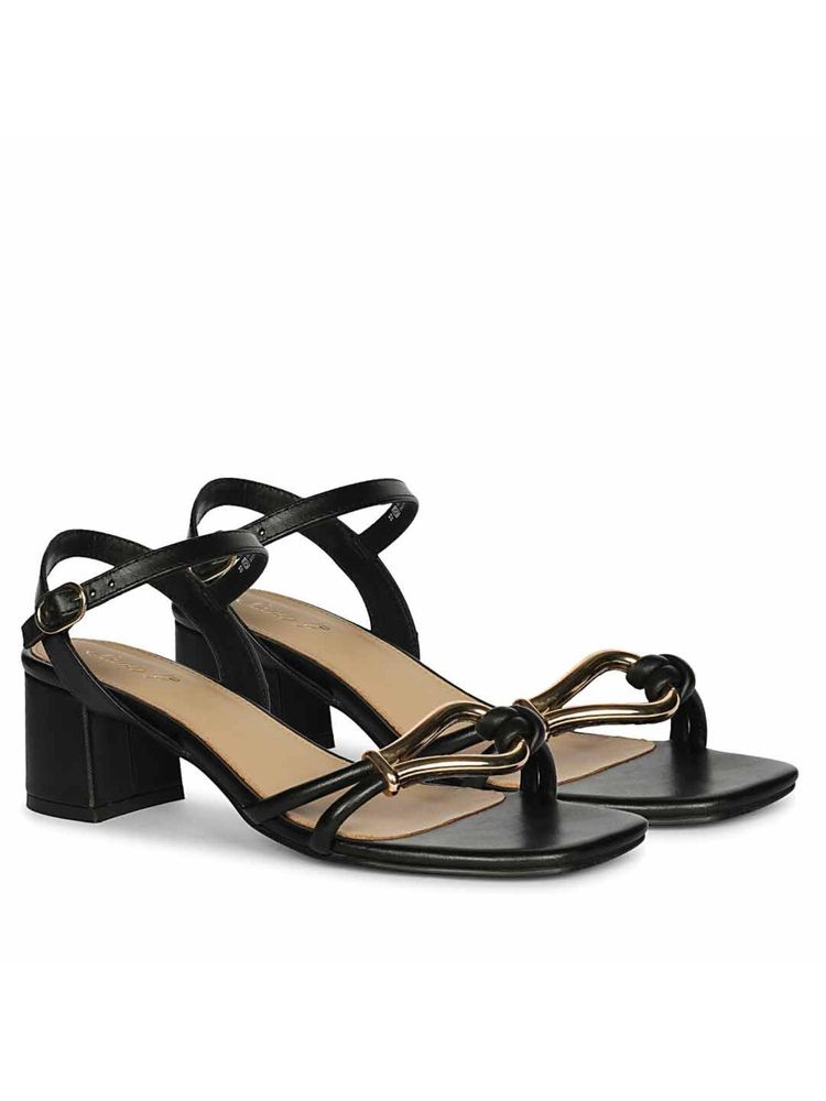 Saint G Women Black Leather Block Heels-image-49