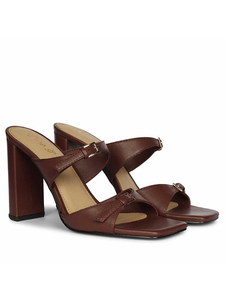 Saint G Women Maroon Leather Block Heels-image-8