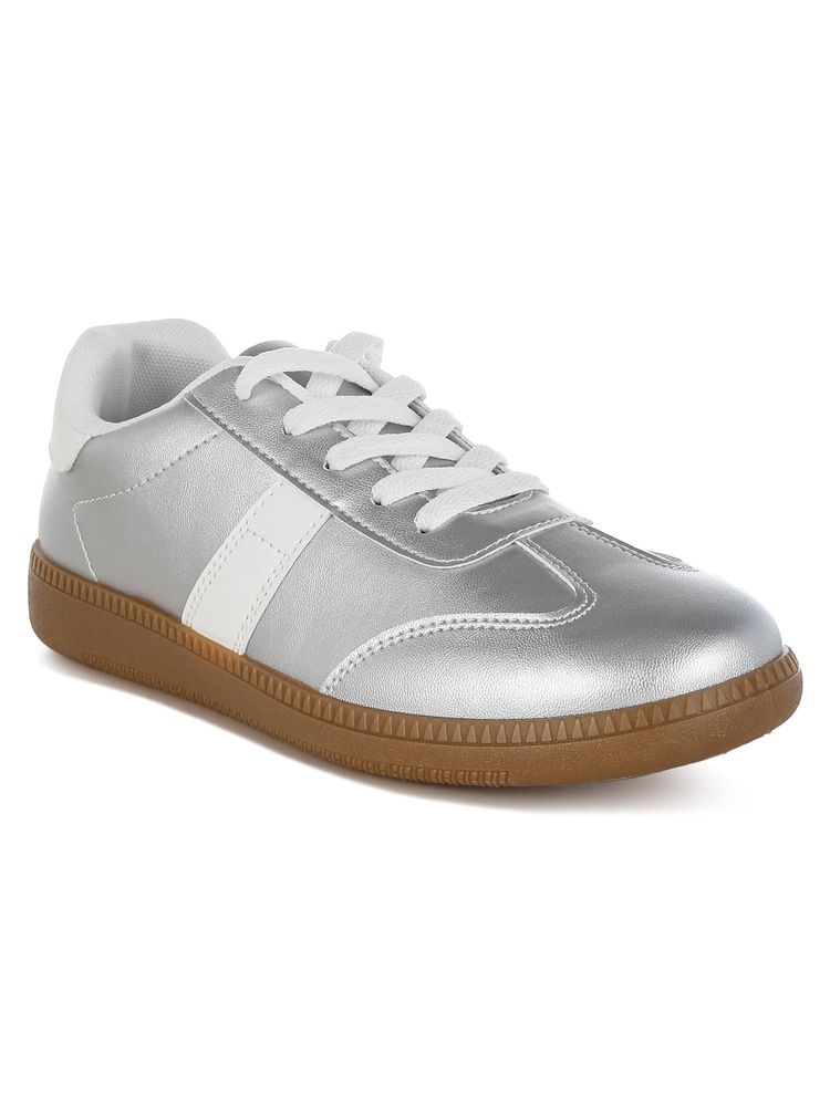 London Rag Women Silver Classic Lace-Up Sneakers-image-19