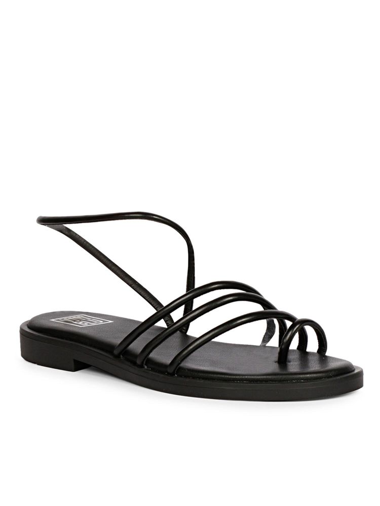 Saint G x Viviblu Black Leather Flats for Women-picture-17
