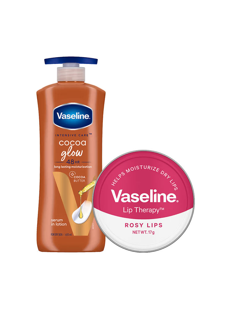 Vaseline Cocoa Glow Serum In Lotion + Rosy Lip Tins Combo-image-29