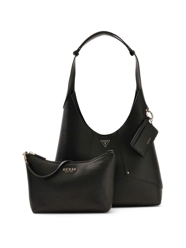 Guess Women Black Solid Darcy Shoulder Bag with Inner Bag and Card Holder-image-35