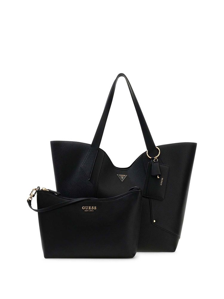 Guess Women Black Solid Darcy Tote Bag with Inner Bag and Card Holder-image-41