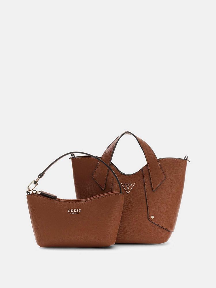 guess fashion Guess Women Brown Darcy Handbag with Inner Bag and Detachable Strap-picture-25