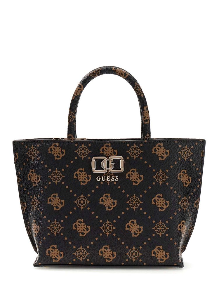 guess fashion Guess Women Black Printed Emelie Logo Tote Bag with Detachable Strap-picture-24