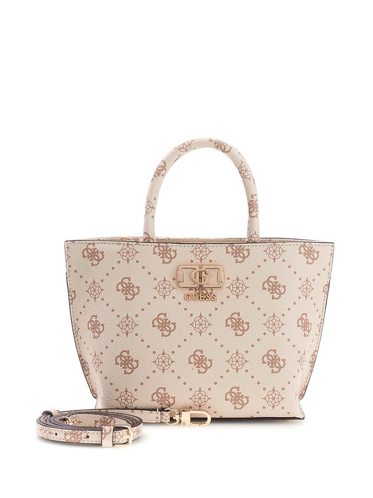 guess fashion Guess Women Cream Printed Emelie Logo Tote Bag with Detachable Strap-picture-25
