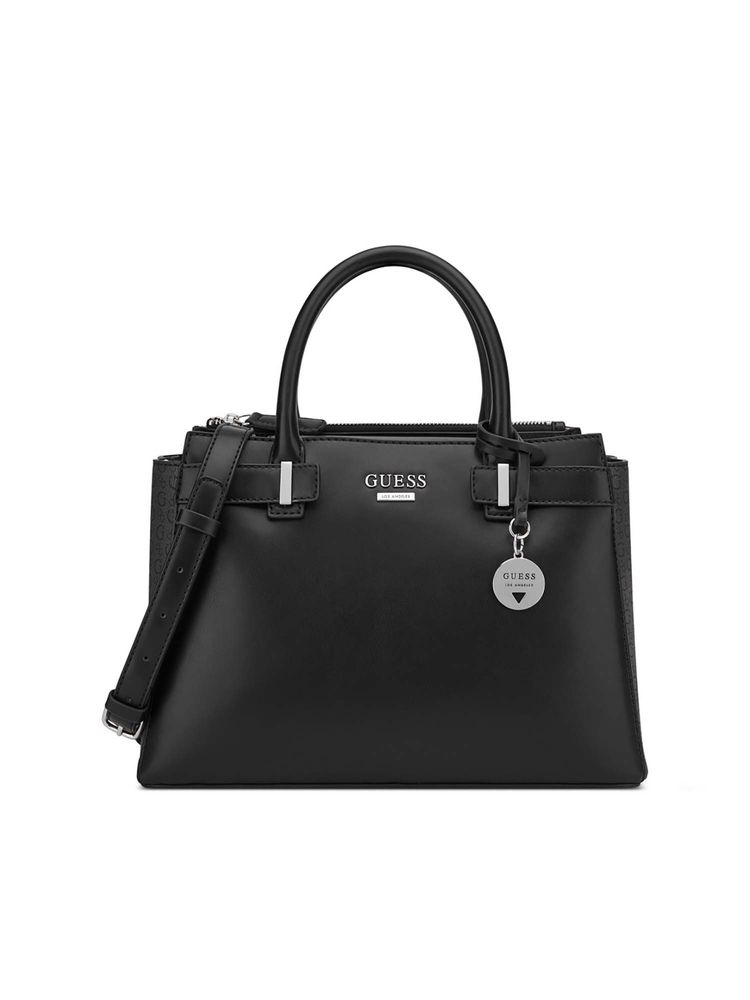 Guess Women Black Reena Satchel Bag with Detachable Strap-image-35