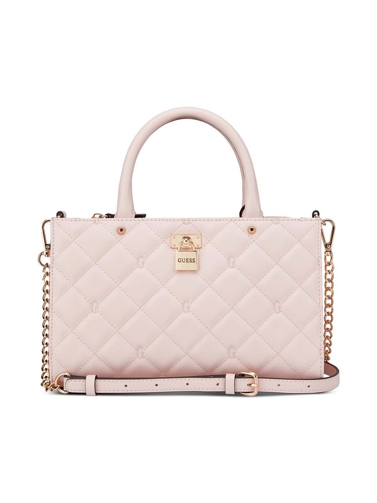 guess fashion Guess Women Pink Quilted Ramona Satchel Bag with Detachable Strap-picture-26