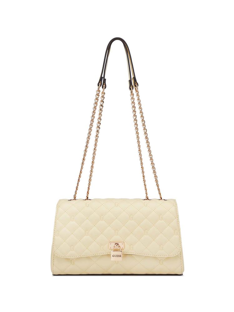 guess fashion Guess Women Cream Quilted Ramona Shoulder Bag-picture-28