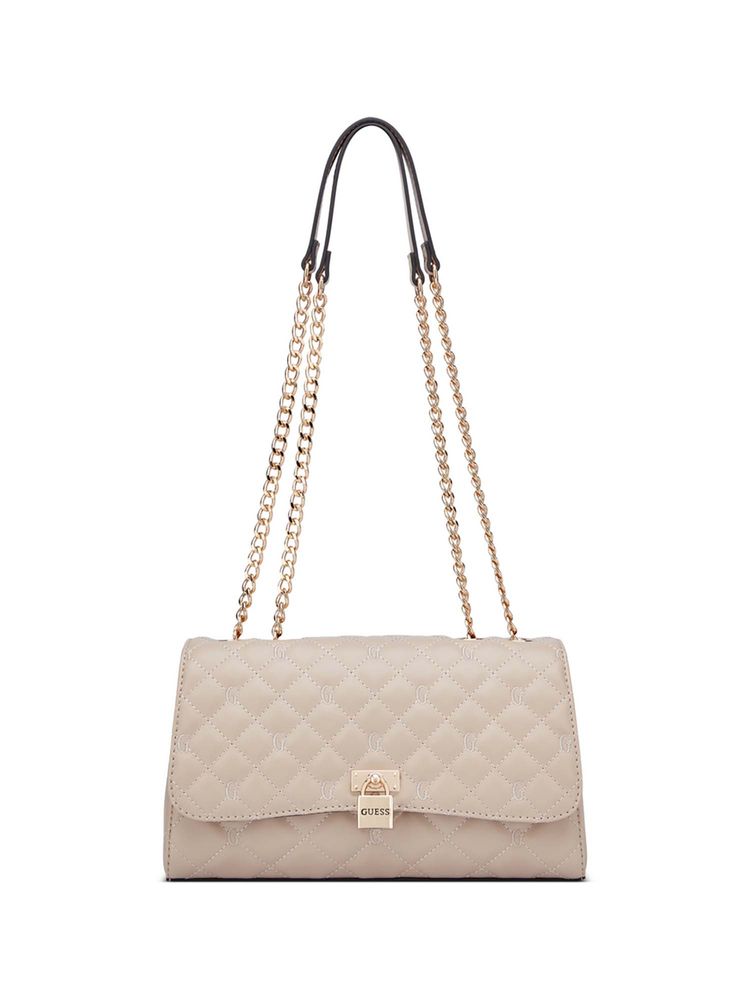 guess fashion Guess Women Beige Quilted Ramona Shoulder Bag-picture-15