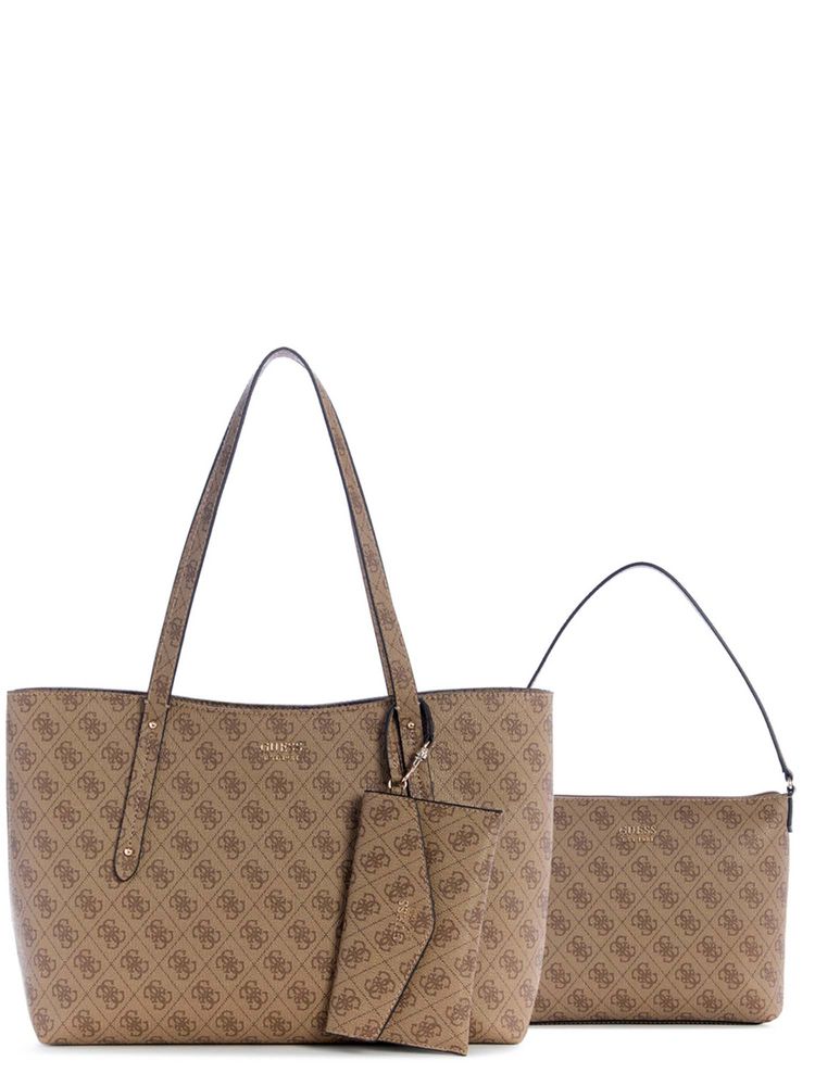 Guess Women Brown Printed Brenton Handbag with Inner Bag and Pouch-image-13