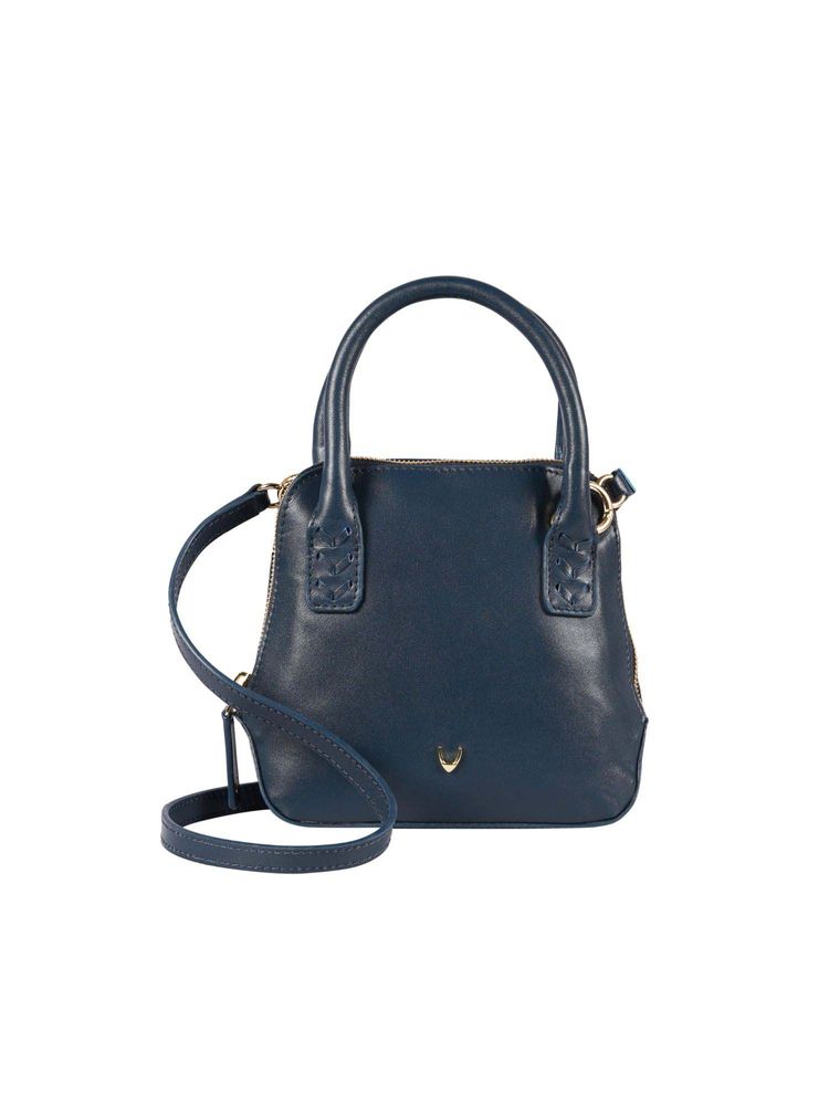 Hidesign Women Navy Blue Genuine Leather Handbag with Detachable Strap-picture-27