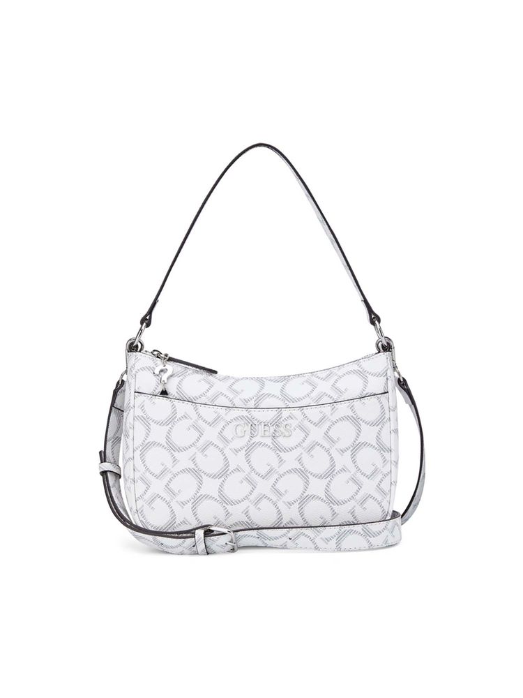 guess fashion Guess Women White Printed Granby Shoulder Bag with Detachable Strap-picture-29