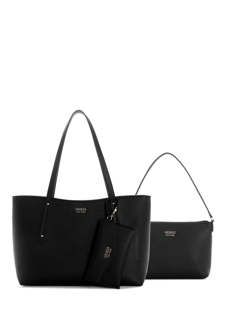 Guess Women Black Solid Brenton Handbag with Inner Bag and Pouch-image-36