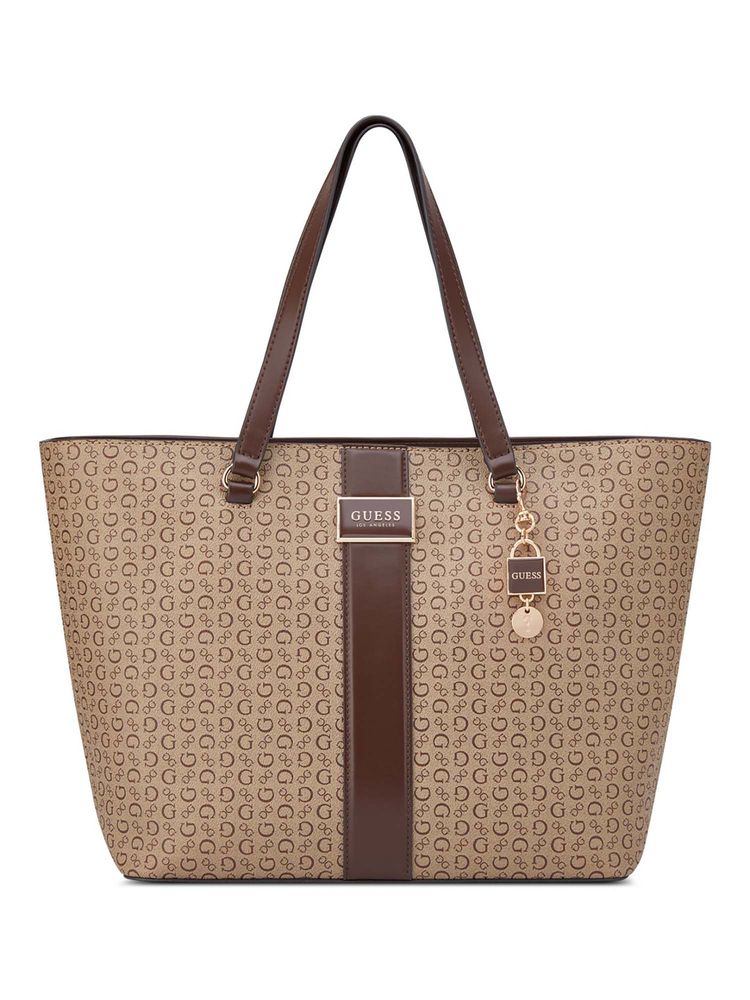 guess fashion Guess Women Light Brown Printed Isabella Tote Bag-picture-12