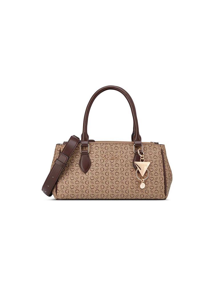 guess fashion Guess Women Light Brown Printed Claudia Handbag with Detachable Strap-picture-30