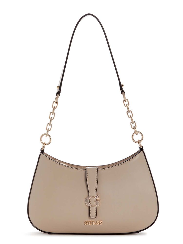 Guess Women Beige Solid Carrie Shoulder Bag with Detachable Strap-image-22