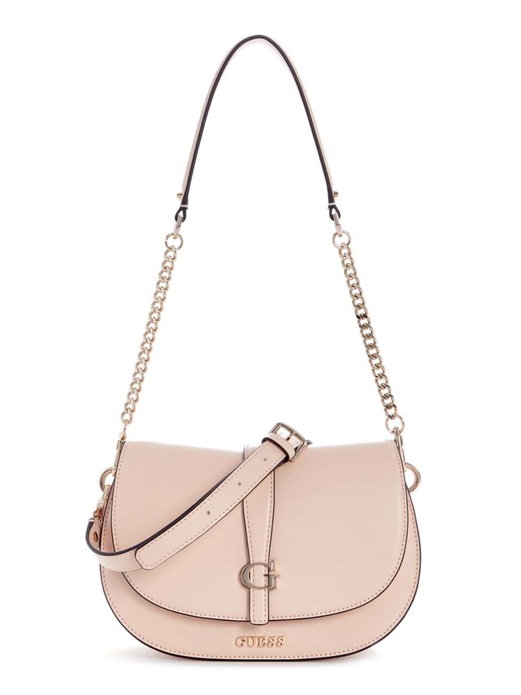 guess fashion Guess Women Peach Solid Carrie Flap Shoulder Bag with Detachable Strap-picture-39