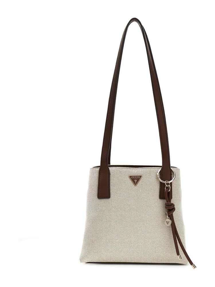 guess fashion Guess Women Off White-Brown Textured Alice Shoulder Bag-picture-17