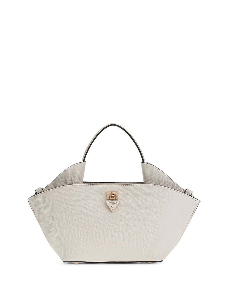 guess fashion Guess Women Off White Solid Patsie Handbag with Detachable Strap-picture-35